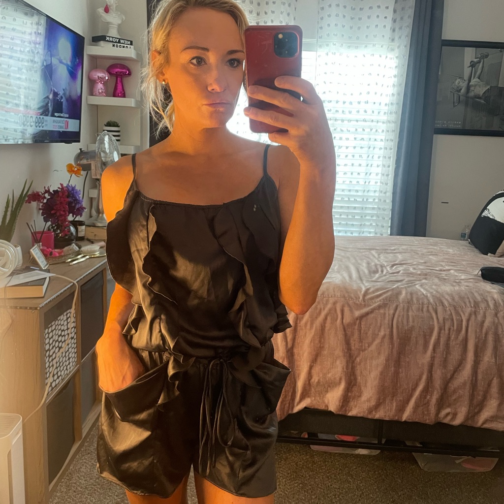 Blanc Noir Black Satin Romper